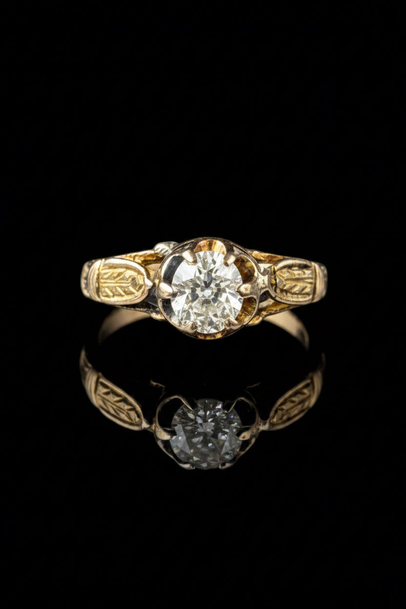 Anello in Oro Giallo con Diamante – Anni Trenta
