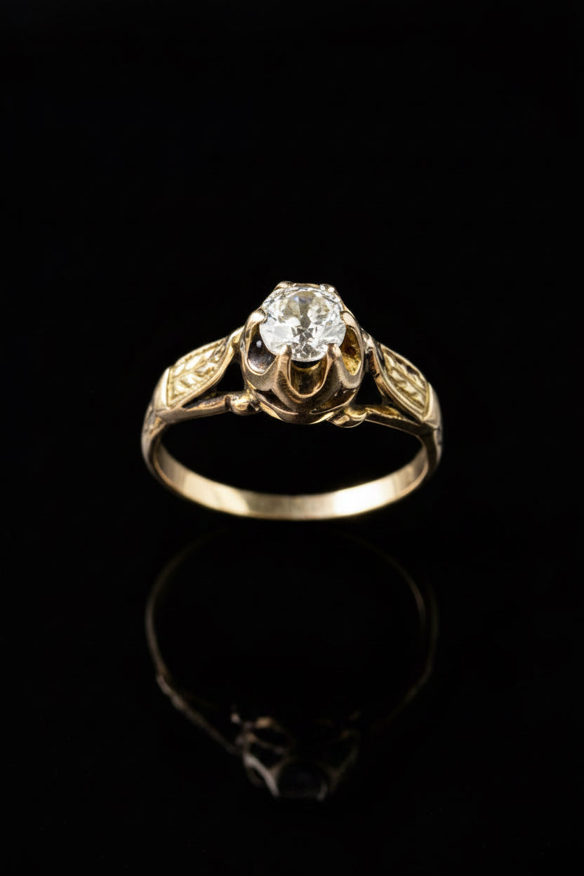 Anello in Oro Giallo con Diamante – Anni Trenta
