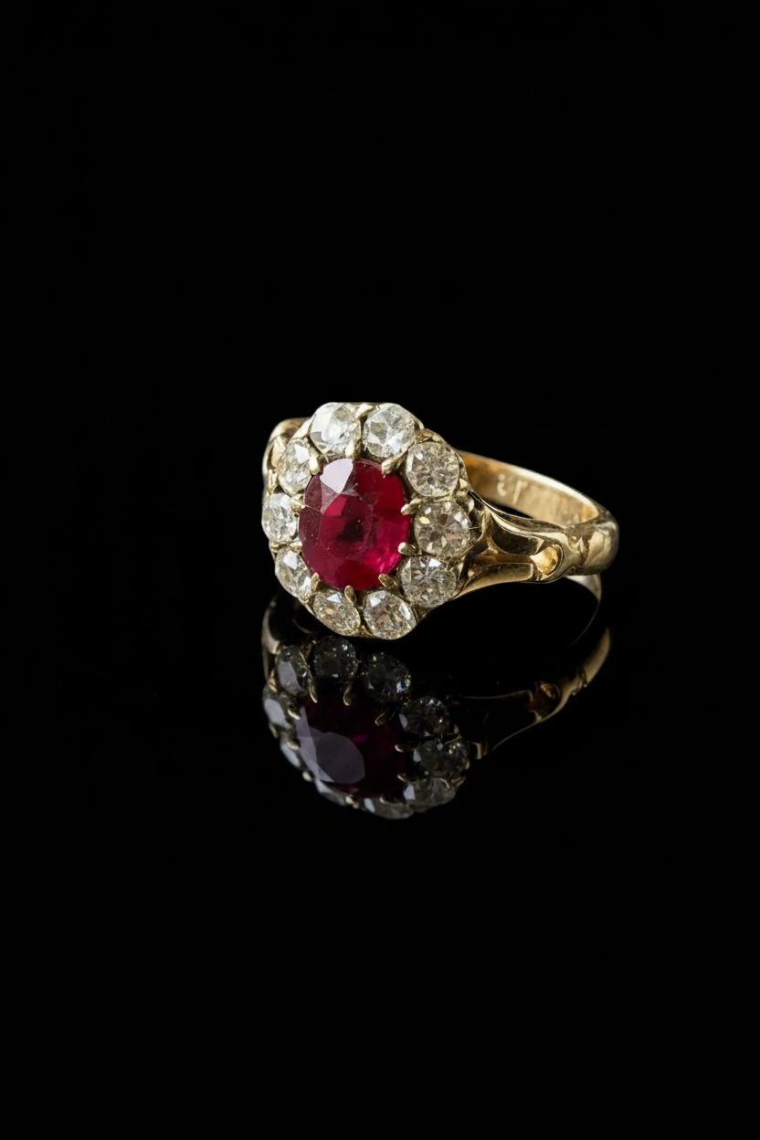 Anello Austro-Ungarico con Rubino e Diamanti