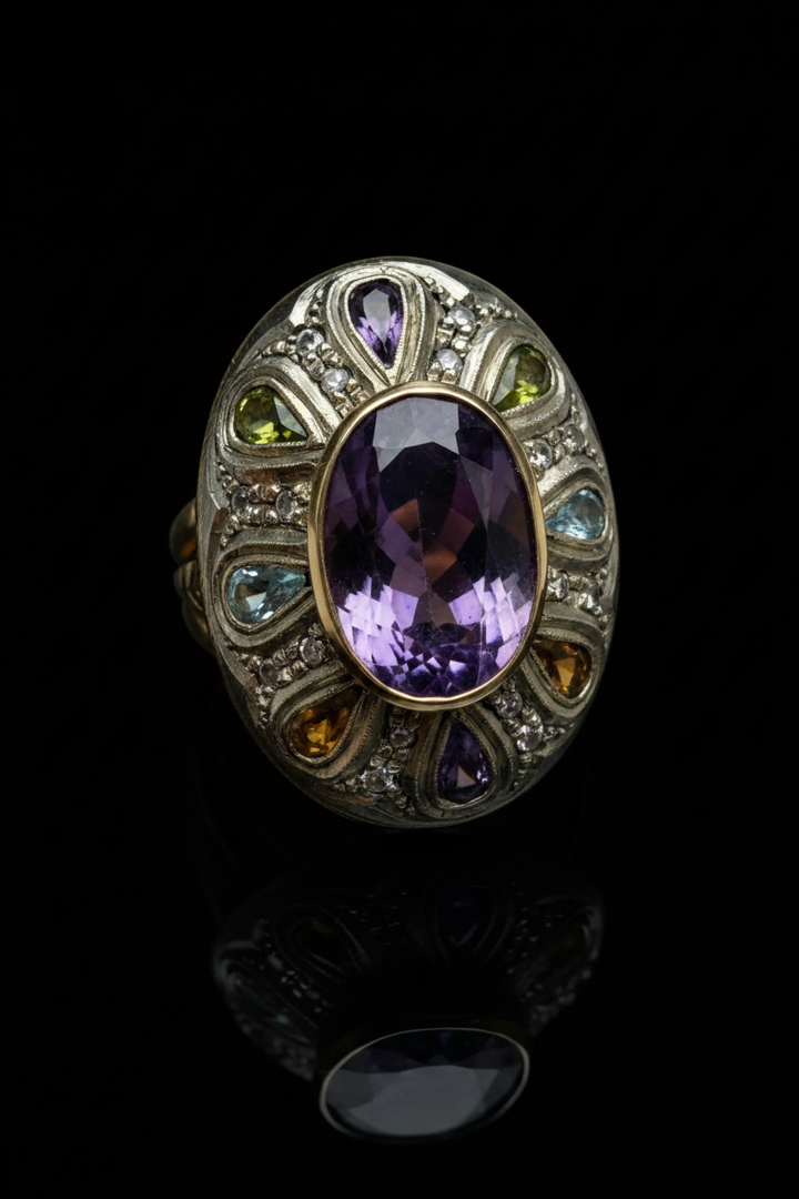 Anello Artistico con Pietre Multicolori