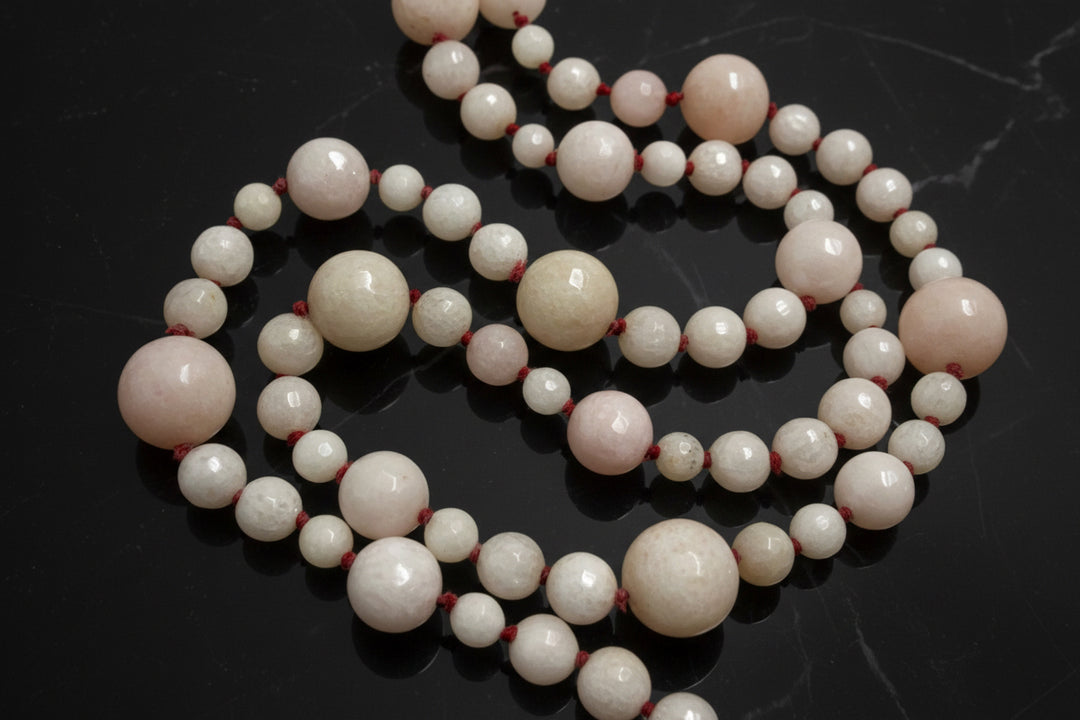 Collana a Perle Sfaccettate di Quarzo Rosa