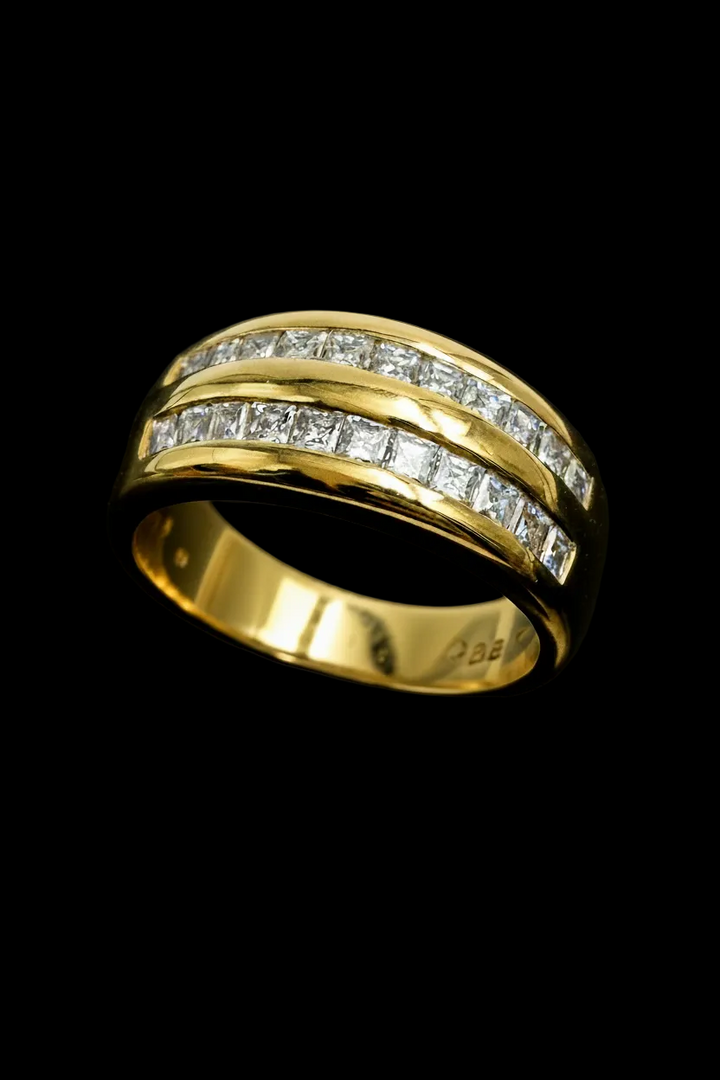 Anello a Doppio Binario con Diamanti