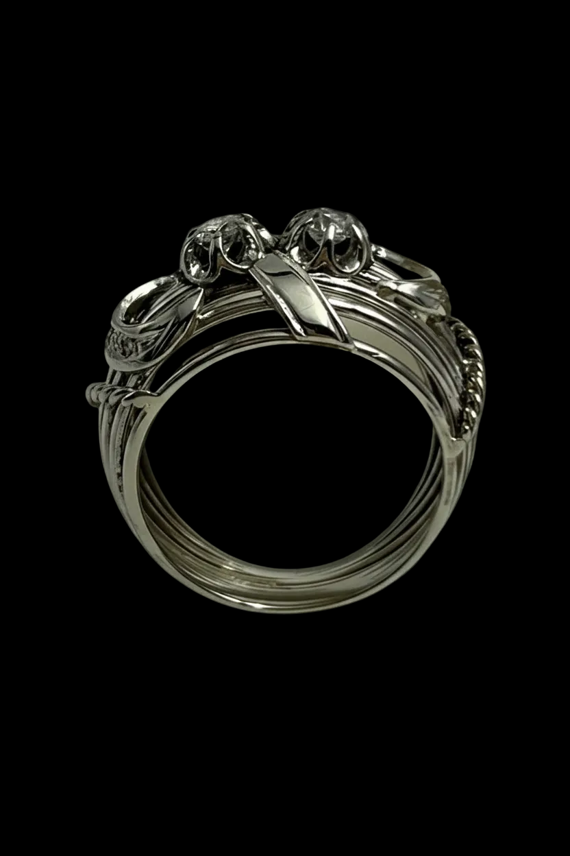 Anello Bombato "Mille Fili", con diamanti.