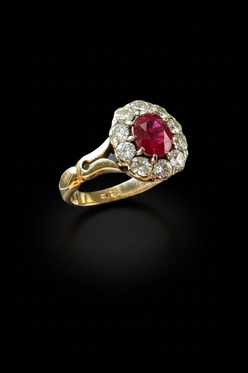Anello Austro-Ungarico con Rubino e Diamanti