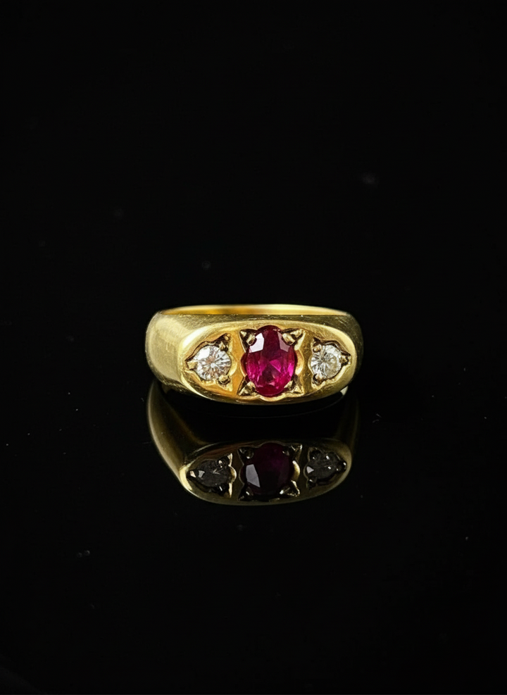 Bridge Ring with Ruby and Diamonds