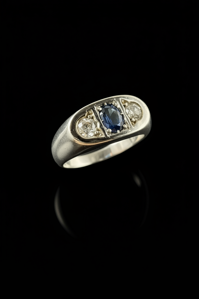 Anello a Ponte con Zaffiro e Diamanti