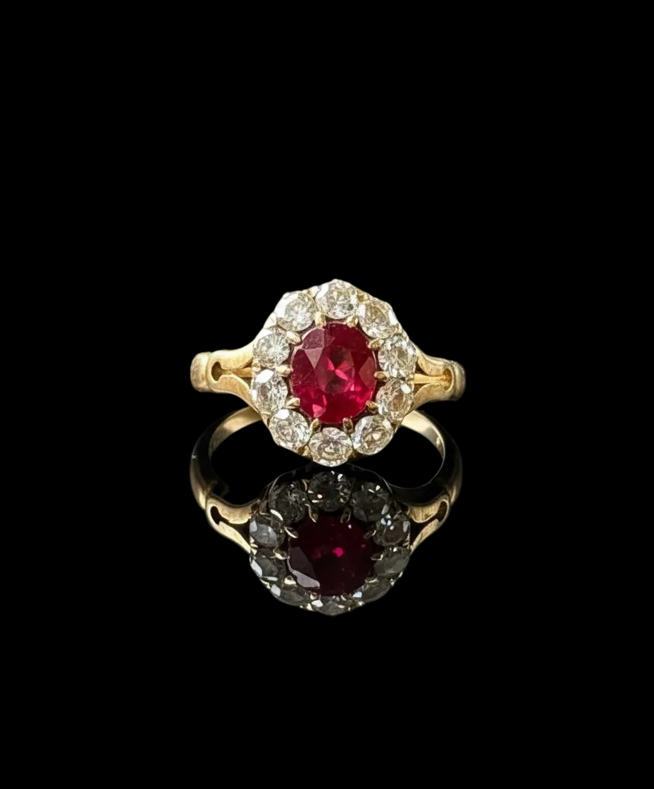 Anello Austro-Ungarico con Rubino e Diamanti