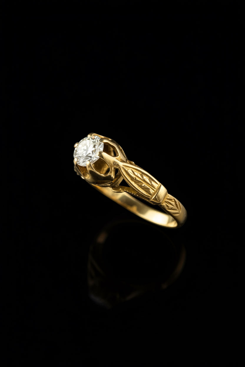 Anello in Oro Giallo con Diamante – Anni Trenta