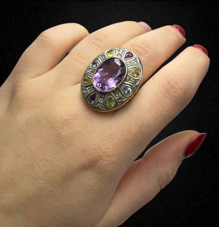 Anello Artistico con Pietre Multicolori
