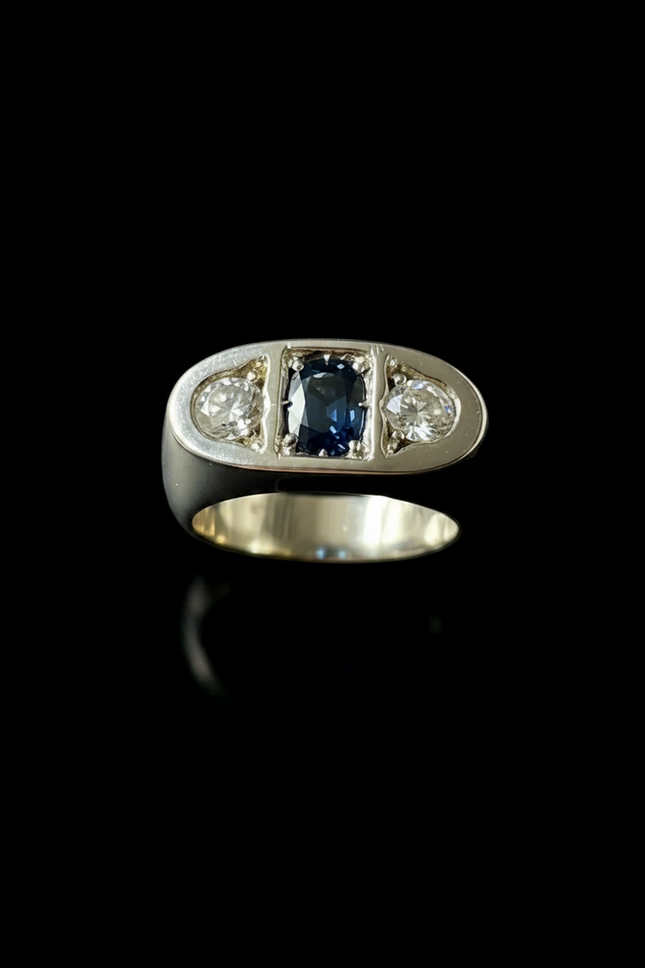 Anello a Ponte con Zaffiro e Diamanti