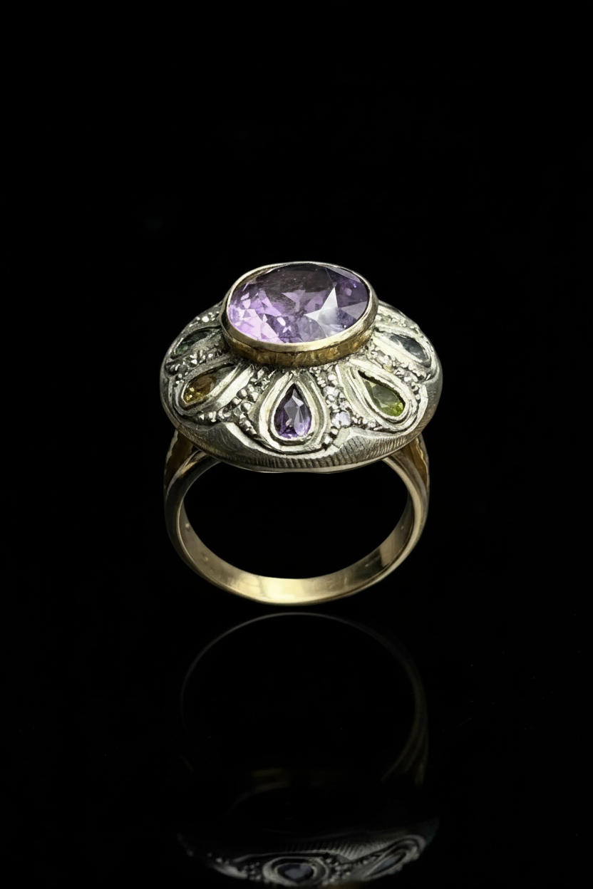 Anello Artistico con Pietre Multicolori