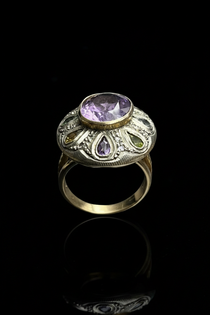 Anello Artistico con Pietre Multicolori