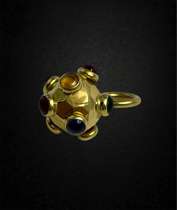 Charm "mina" con pietre colorate, oro 18K