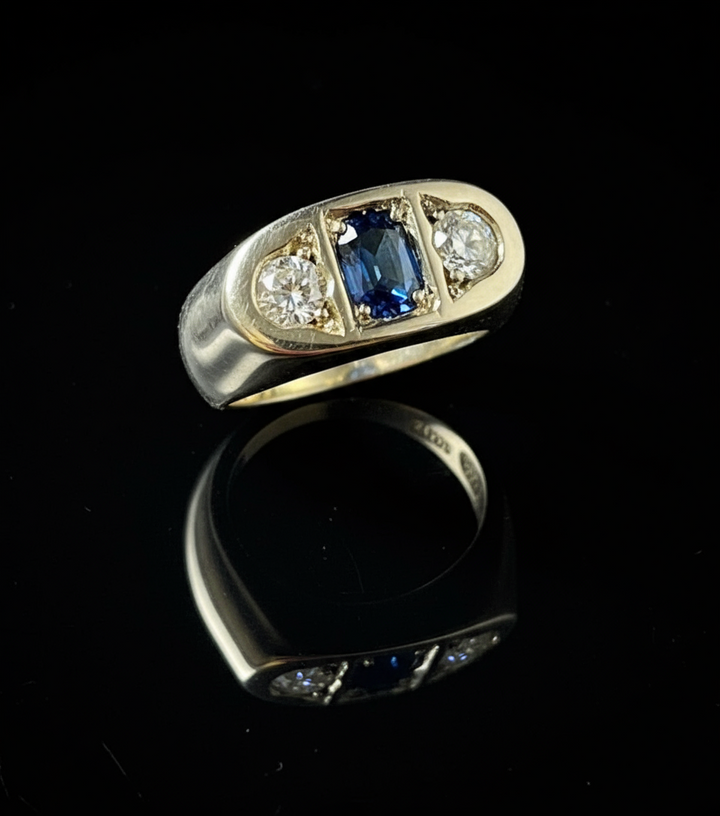 Anello a Ponte con Zaffiro e Diamanti