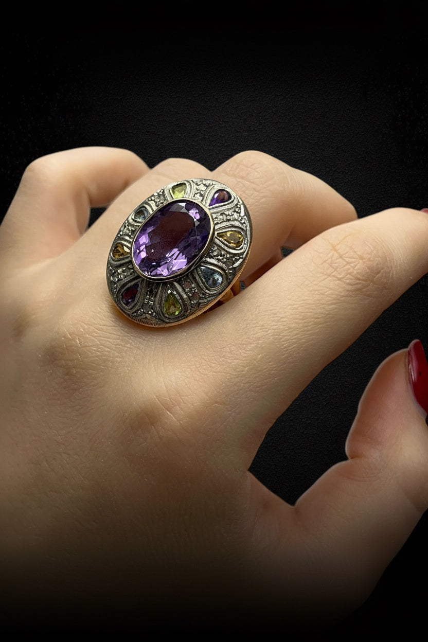 Anello Artistico con Pietre Multicolori