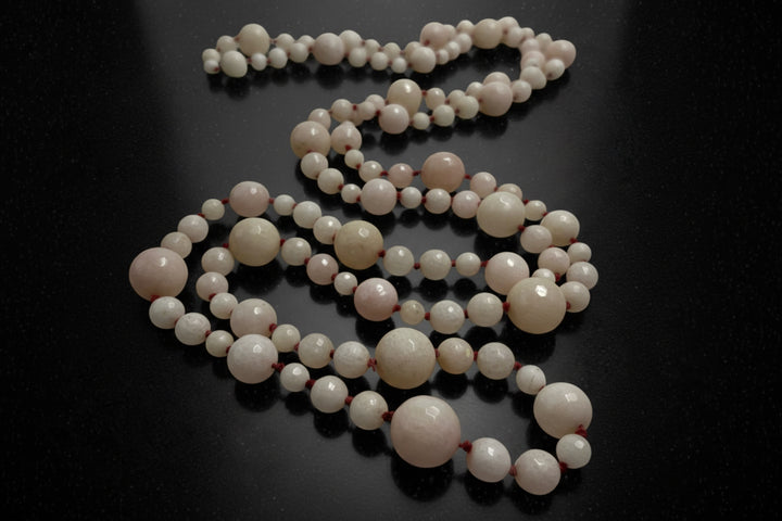 Collana a Perle Sfaccettate di Quarzo Rosa