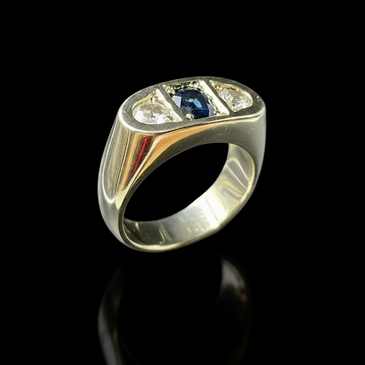 Anello a Ponte con Zaffiro e Diamanti