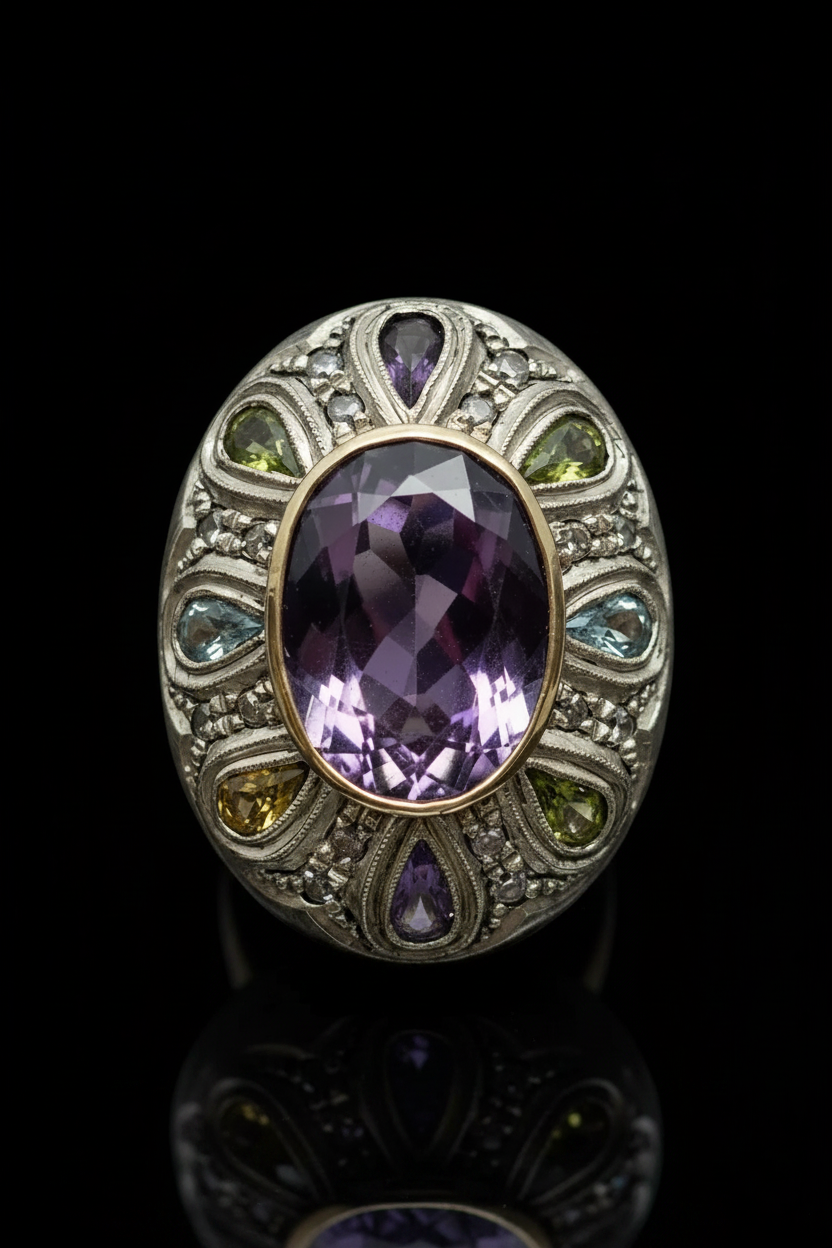 Anello Artistico con Pietre Multicolori
