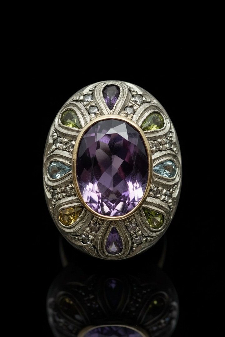 Anello Artistico con Pietre Multicolori