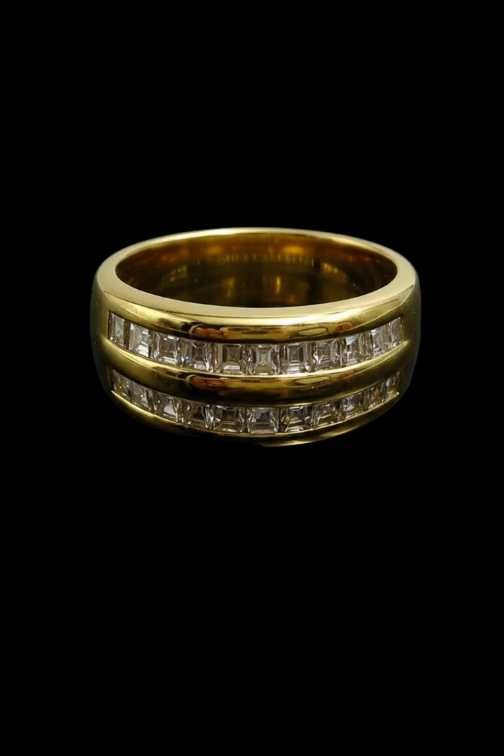 Anello a Doppio Binario con Diamanti