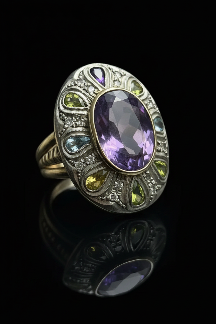 Anello Artistico con Pietre Multicolori