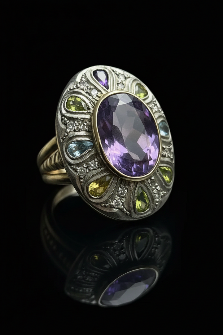Anello Artistico con Pietre Multicolori