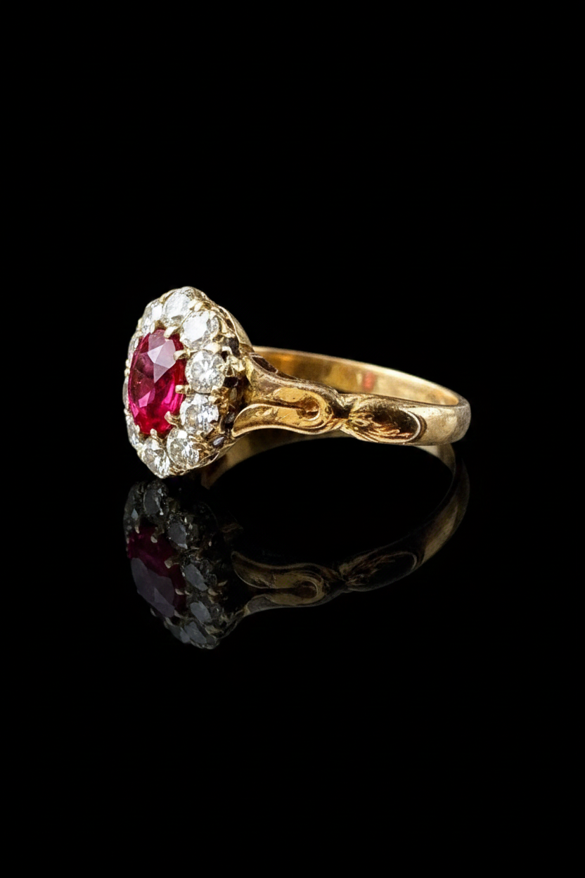 Anello Austro-Ungarico con Rubino e Diamanti