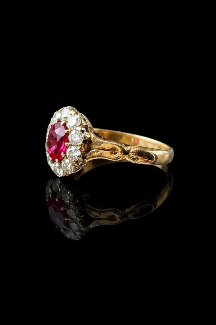 Anello Austro-Ungarico con Rubino e Diamanti