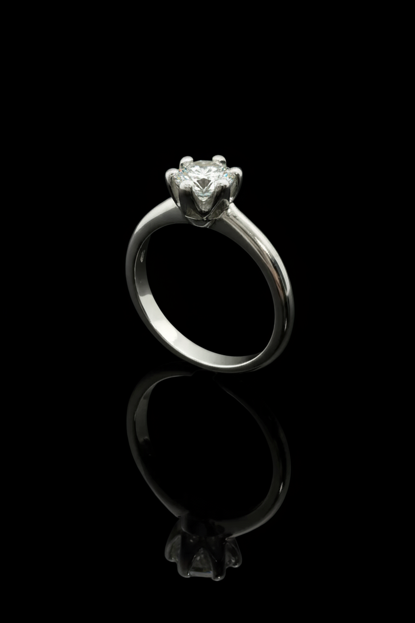 Solitario in Oro Bianco con Diamante da ct. 0,80