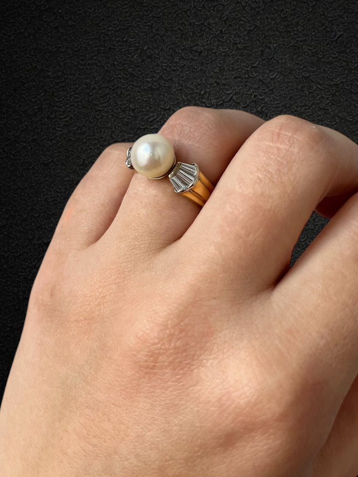 Anello con Perla e Diamanti