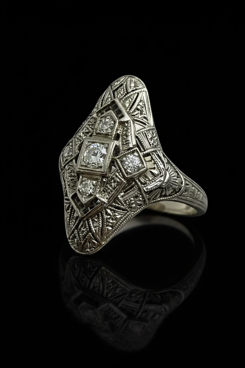 Raro Anello Francese Art Nouveau