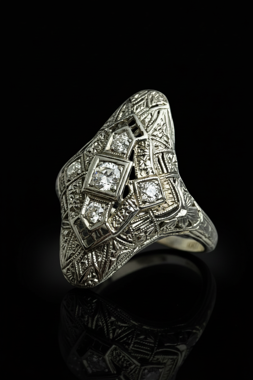 Raro Anello Francese Art Nouveau