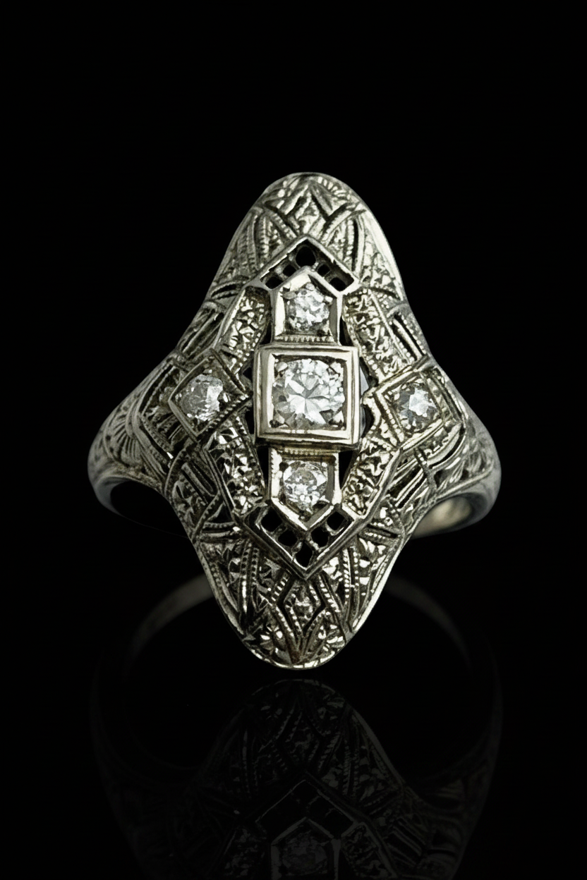 Raro Anello Francese Art Nouveau