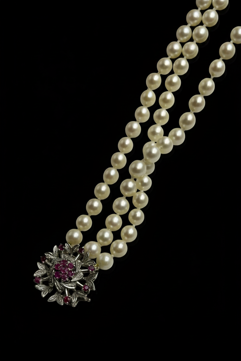 Bracciale Novecentesco a Tre Fili di Perle