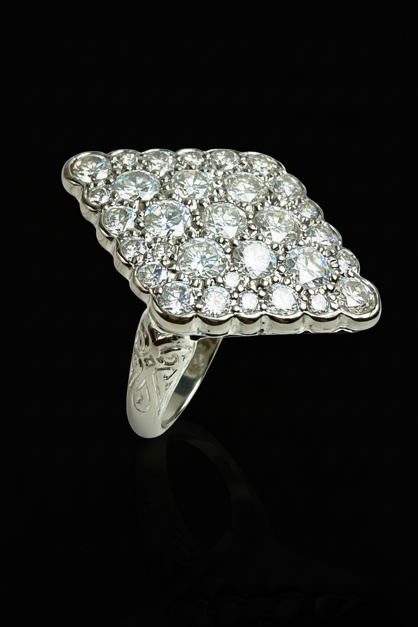 Splendido Anello Romboidale con Diamanti