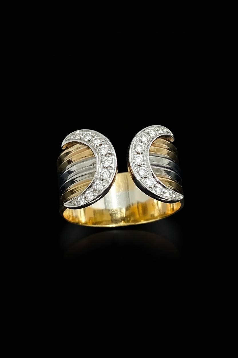 Raffinata fascia in Oro a Tre Colori, con Diamanti