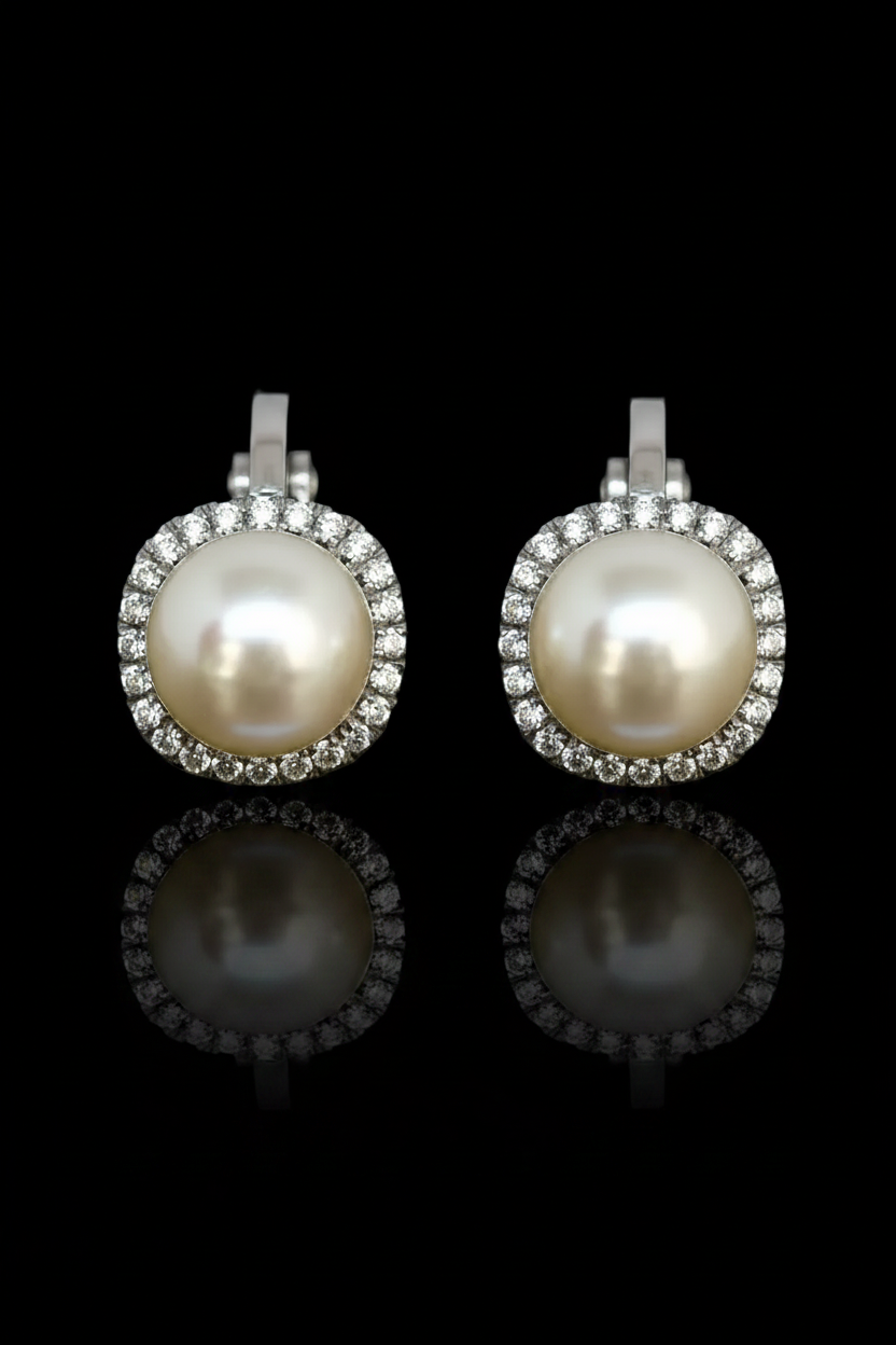 Orecchini con Perla Naturale e Diamanti