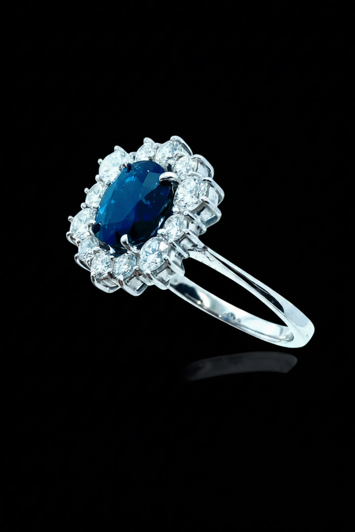 Anello Esagonale a Margherita di Zaffiro