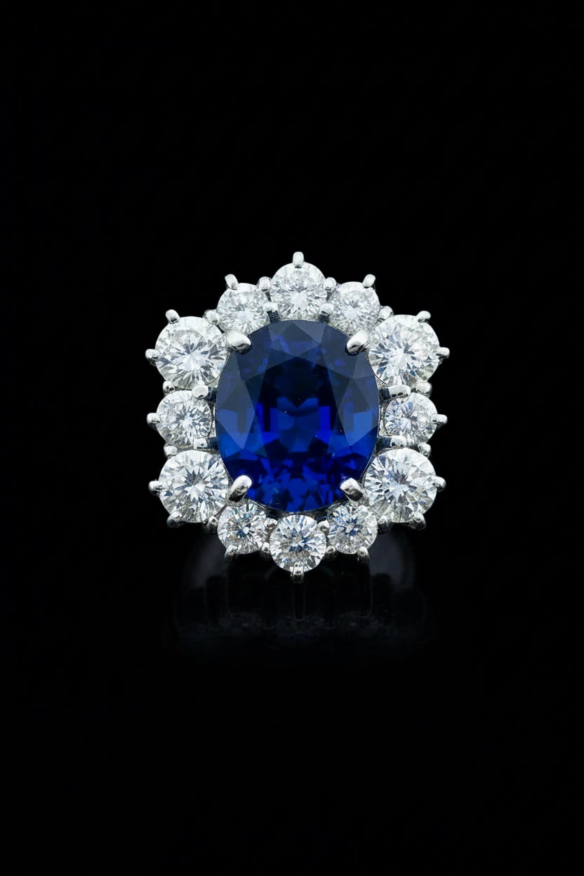 Anello Esagonale a Margherita di Zaffiro