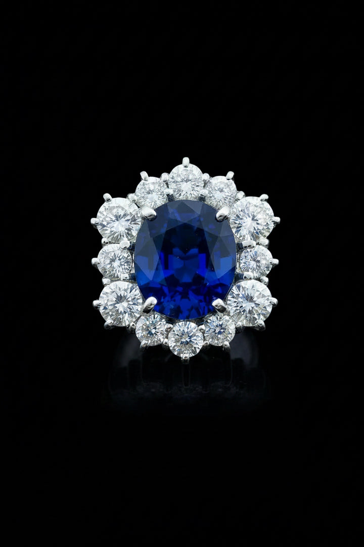 Anello Esagonale a Margherita di Zaffiro