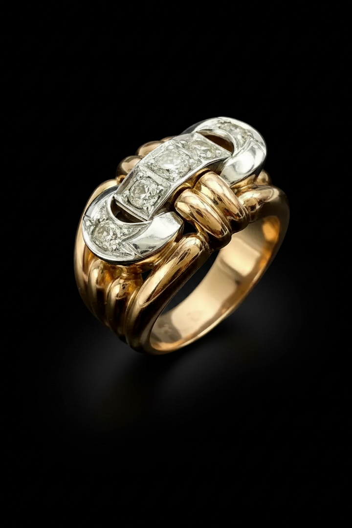 Anello a Fascia con Diamanti in Stile Art Déco