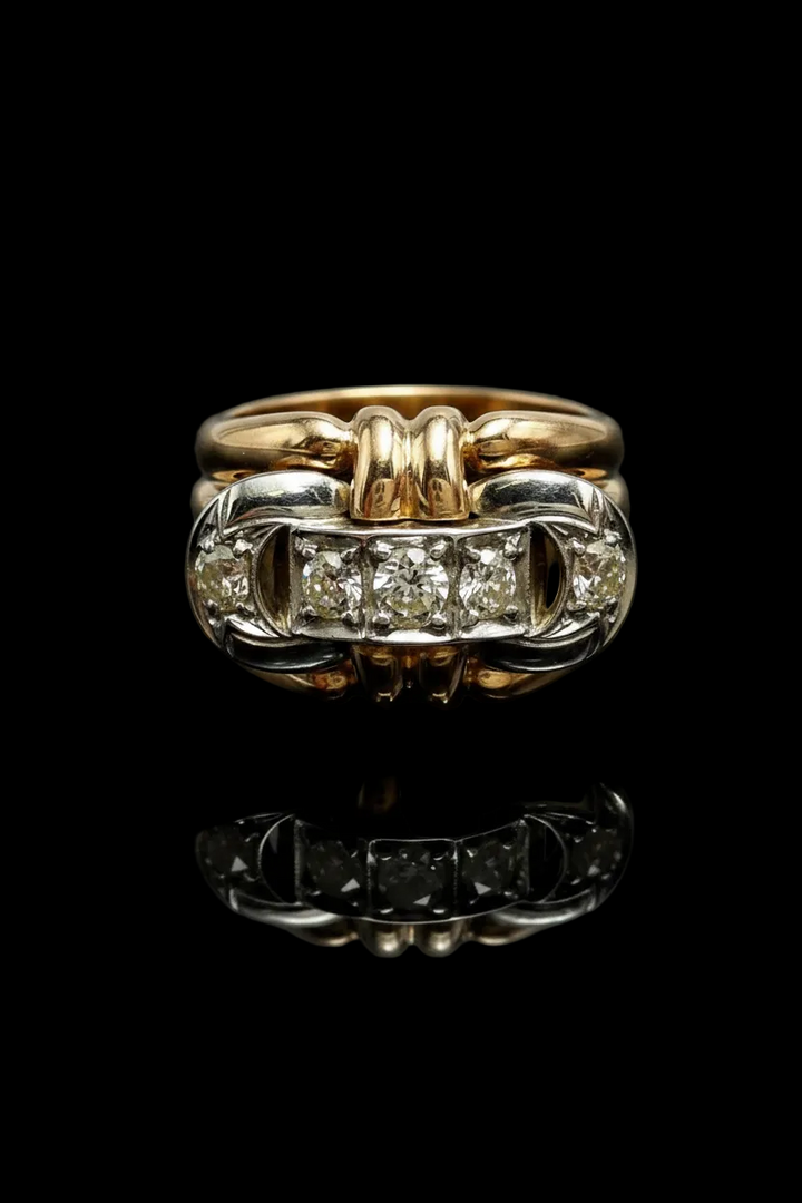 Anello a Fascia con Diamanti in Stile Art Déco