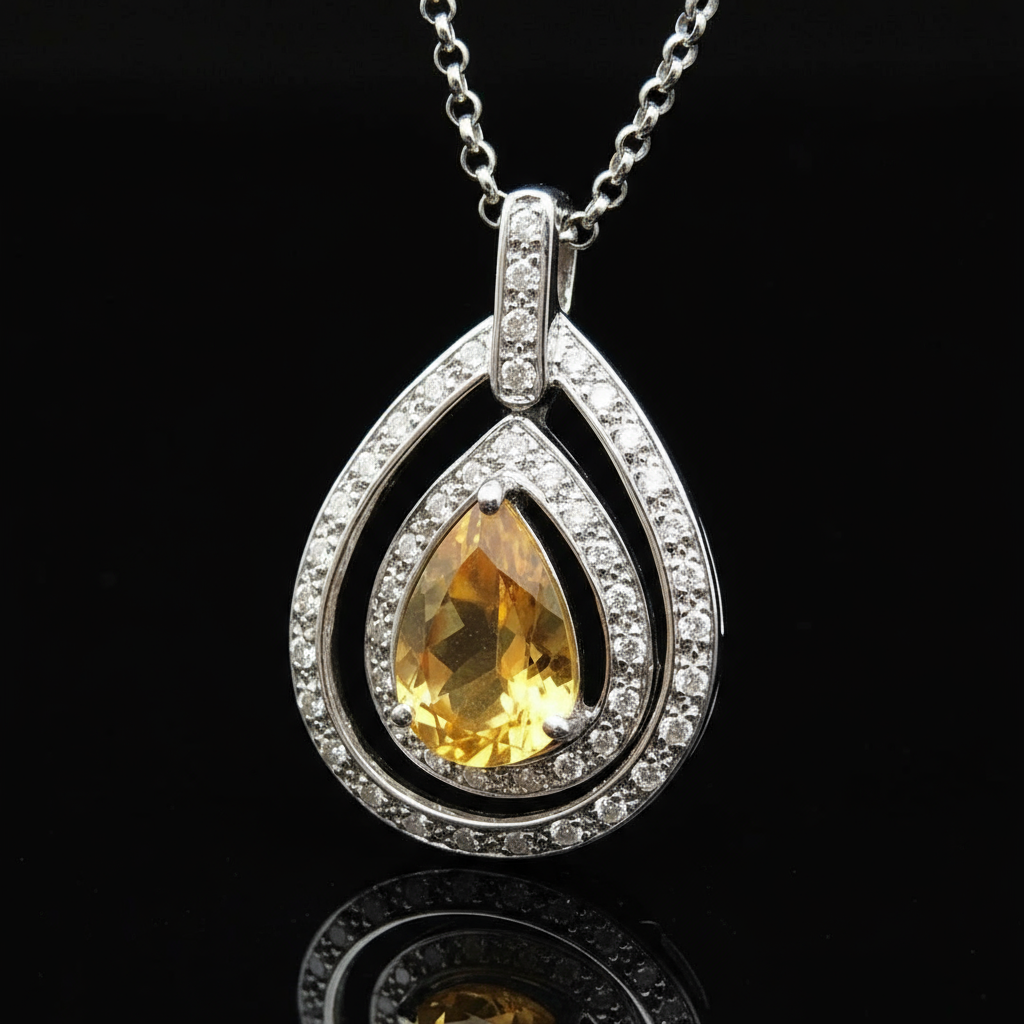 Collier con Ciondolo di Alta Gioielleria Italiana, con Topazi e Diamanti